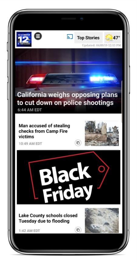 Black Friday ad on phone