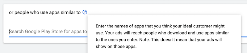 google custom audiences—target by apps used