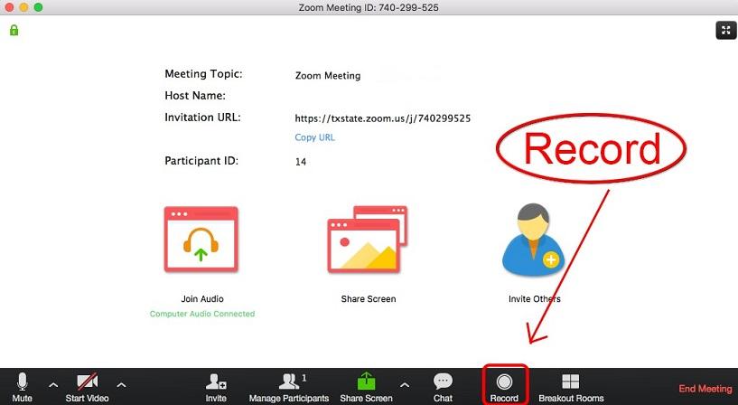 record option for a virtual marketing meeting on Zoom