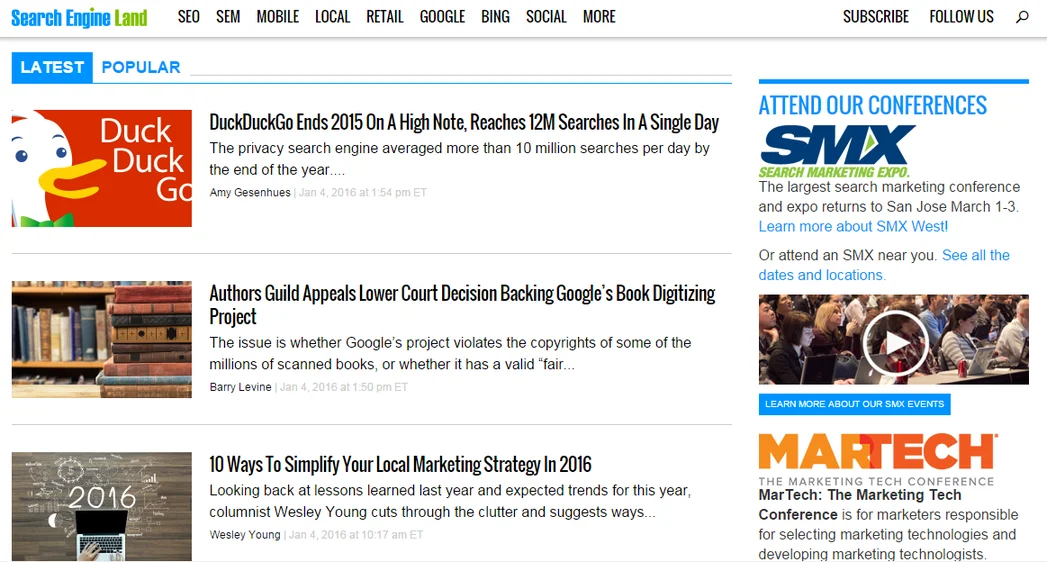 Marketing news Search Engine Land