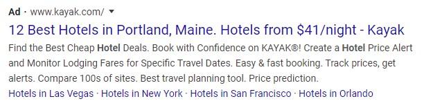 ppc ad example from Kayak