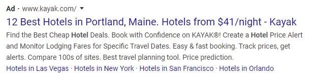 ppc ad example from Kayak