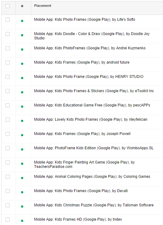 mobile app placements