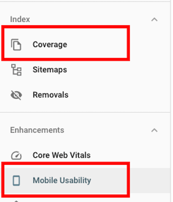 google mobile-first indexing—coverage and usability tabs in google search console