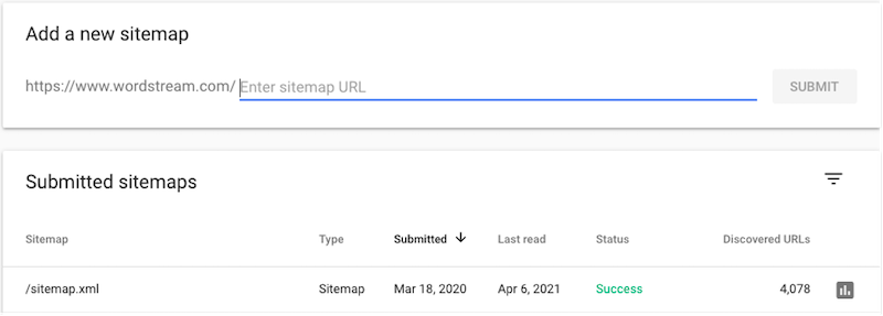 google mobile-first indexing—add new sitemap tab