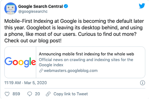 Mobile-first indexing has landed - thanks for all your support