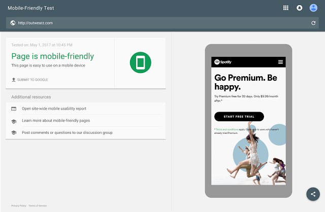 Google Marketing Next conference mobile-friendly test results