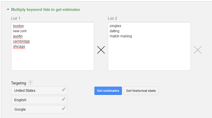 Multiply Keyword Lists Using Keyword Planner