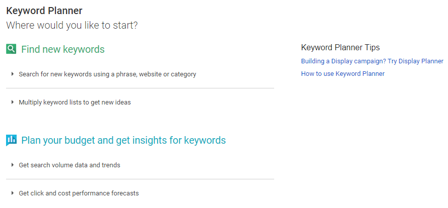 New Keyword Planner Interface