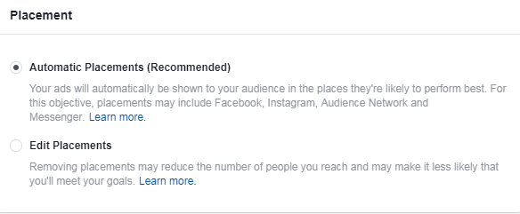 facebook for b2b advertisers don't use automatic placements