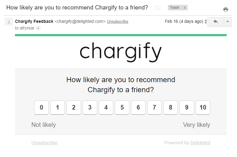 Non-newsletter emails Chargify