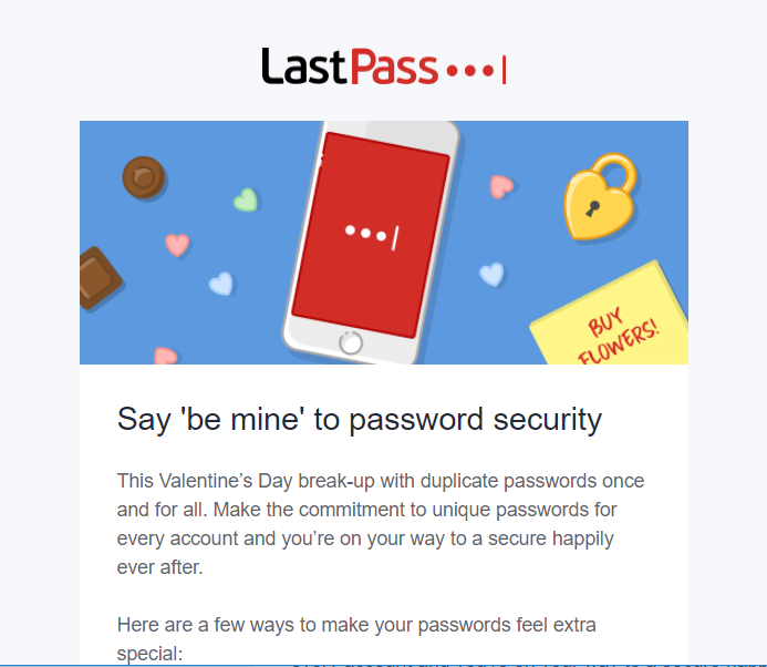 Non-newsletter emails LastPass holiday email