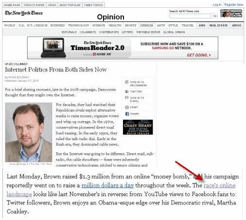 New York Times link bait, how to get a link from nytimes, link bait generator