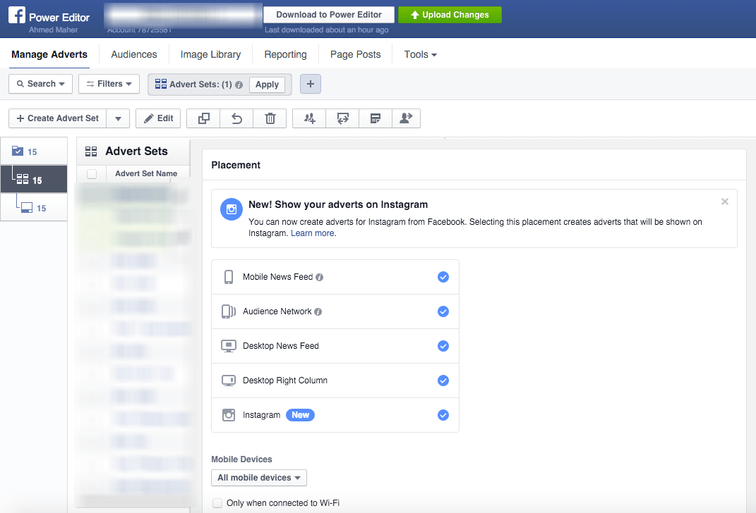 Online advertising costs managing Instagram ads via Facebook Power Editor