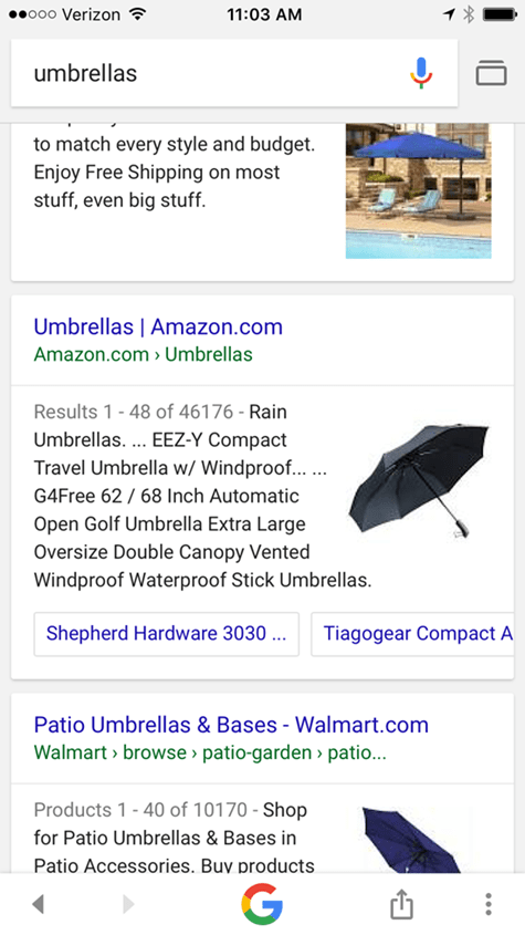 sitelink carousel on mobile serp