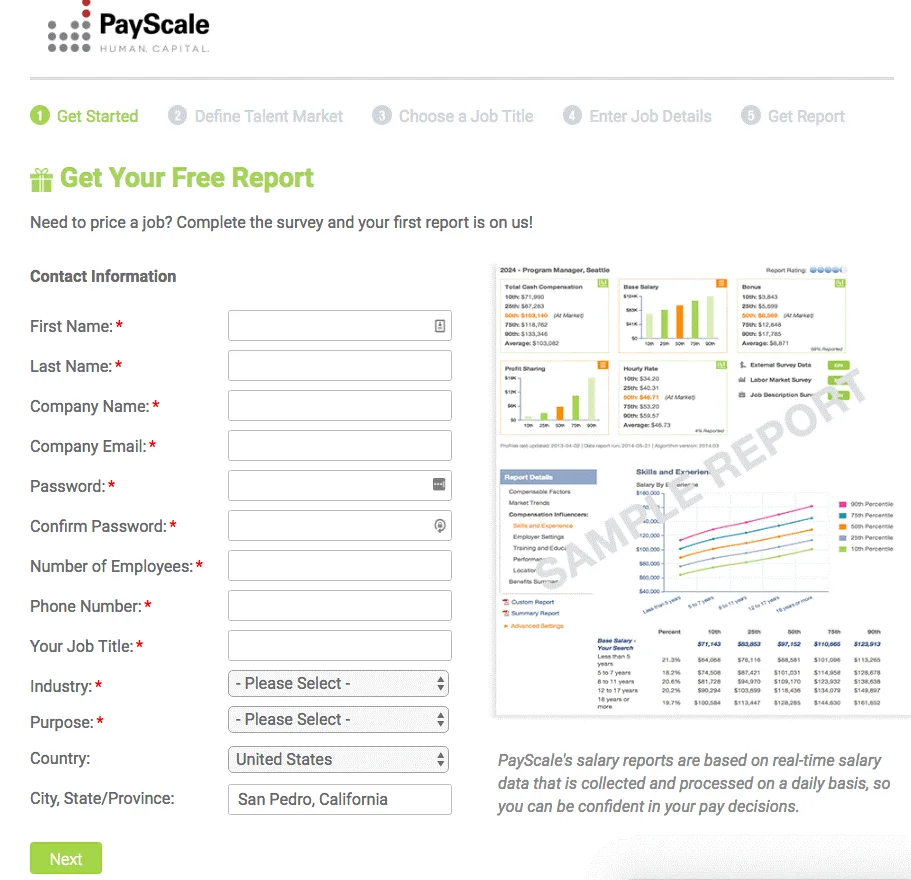 payscale lead capture