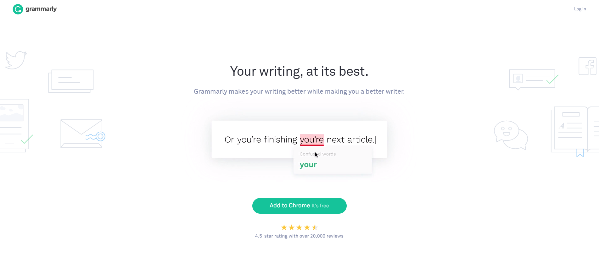 grammarly landing page example