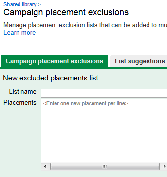 Campaign Placement Exclusions
