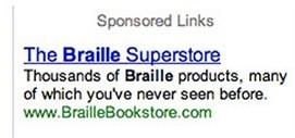 PPC ad copy Braille ad