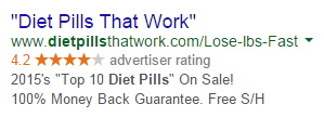 PPC ad headlines diet pill ad