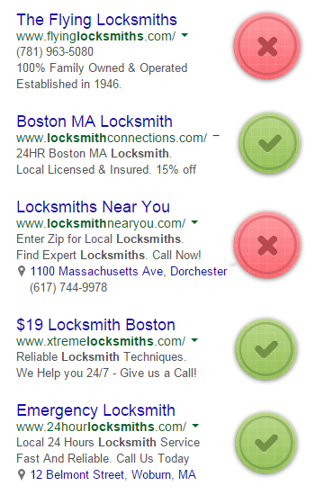 PPC ad headlines locksmith ads