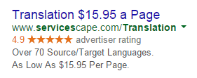 PPC ad headlines translation ad