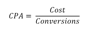 cpa equals cost divided by conversions