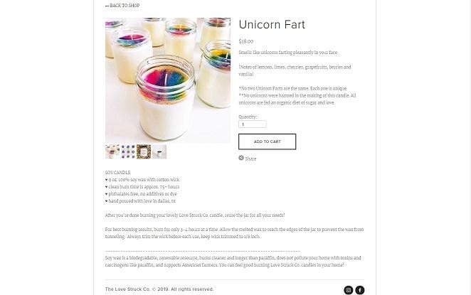 product description for candles