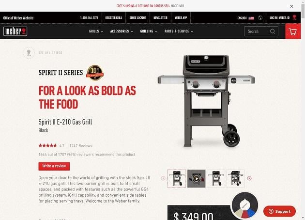 product description for a Weber grill