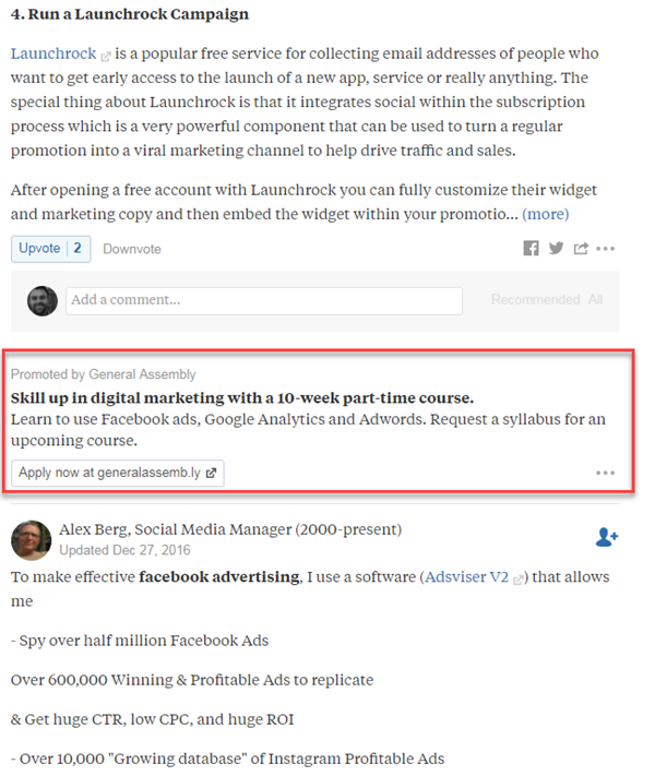 quora ad in the wild between relevant answers