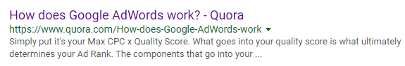 quora among google search results