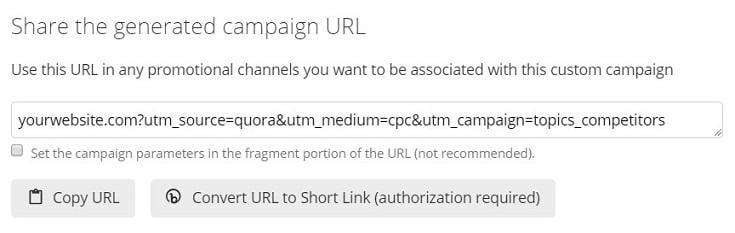 Quora marketing URL tags