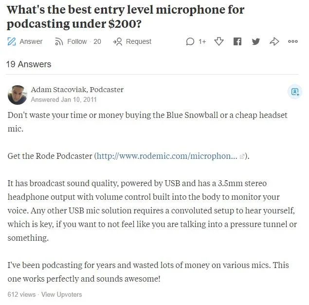 organic Quora Promoted Answer example