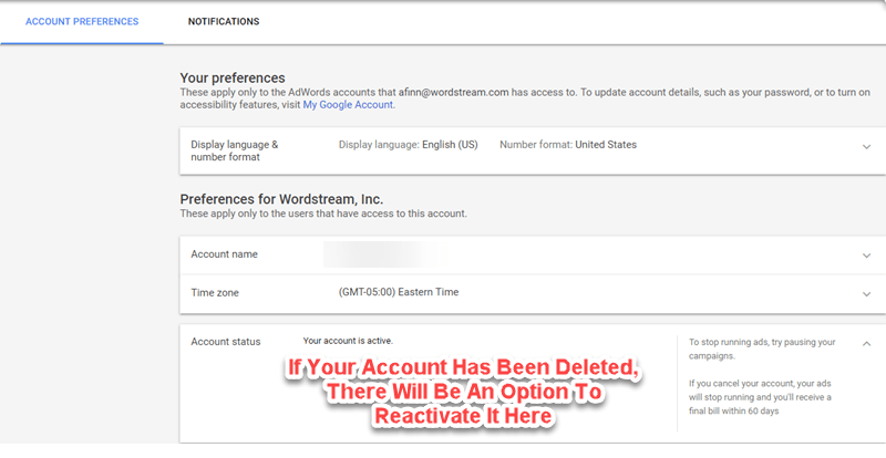 adwords account reactivation