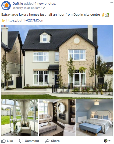 Real estate Facebook ads use aspirational imagery
