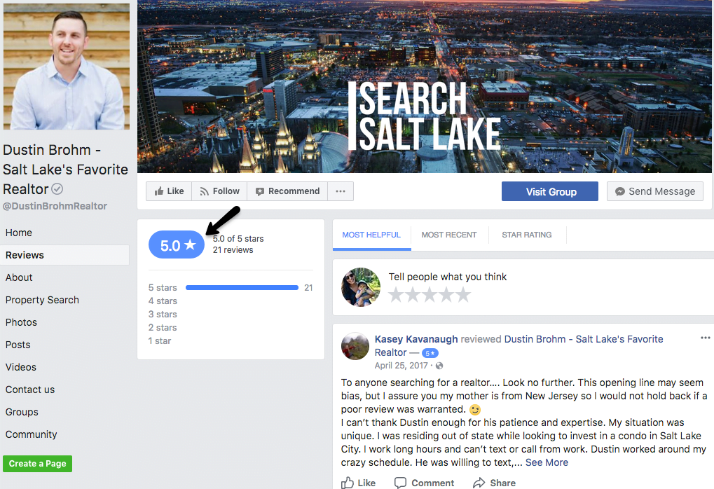 Real estate Facebook ads realtor Facebook page example