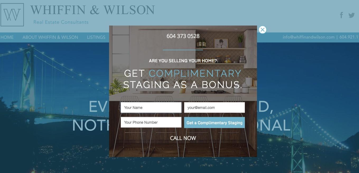 pop-ups for real estate landing pages