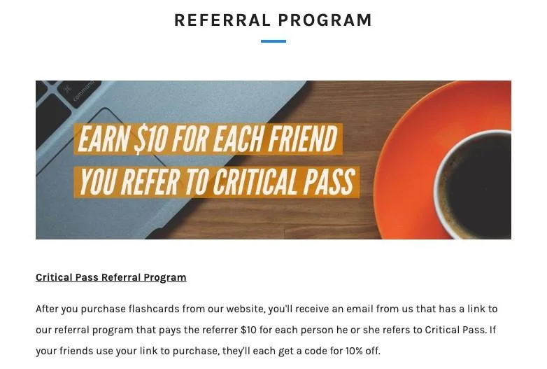 Critical Pass referral program offer