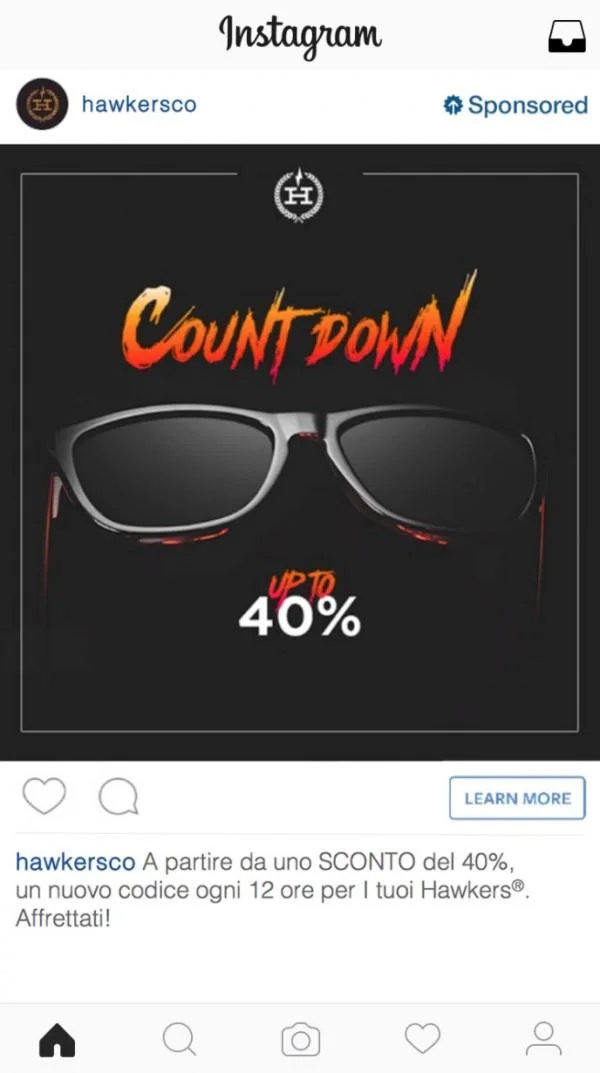 Hawkers Instagram ad