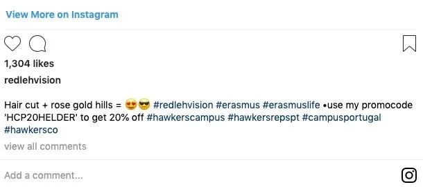 Hawkers Instagram referral offer