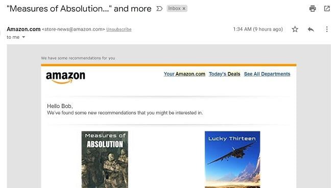 Amazon related deals remarketing email
