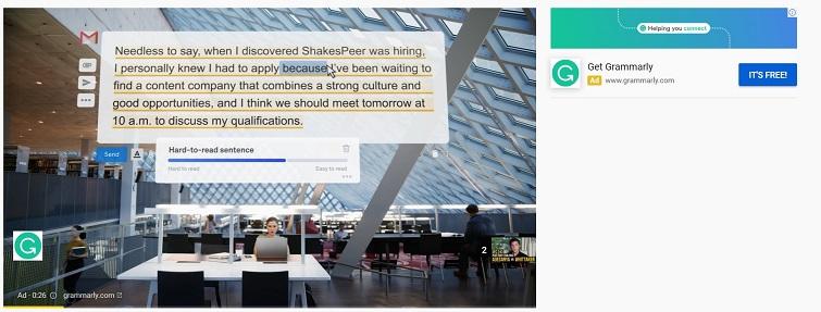 remarketing ad Grammarly YouTube ad example
