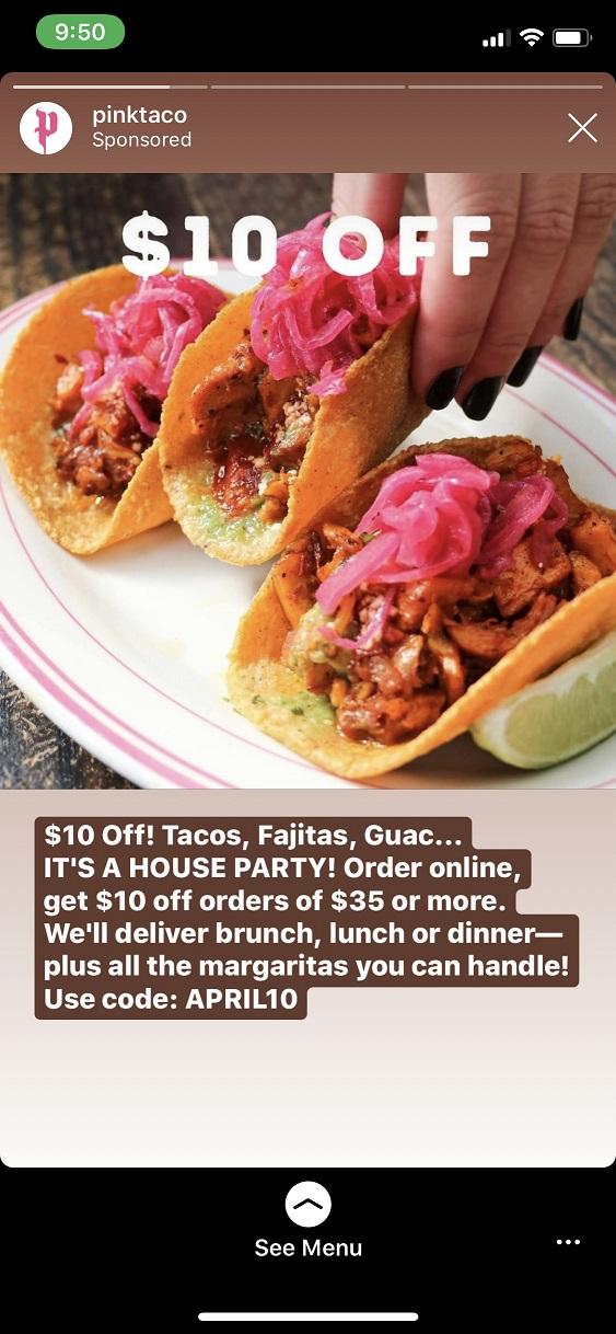 Instagram ad from Pink Taco