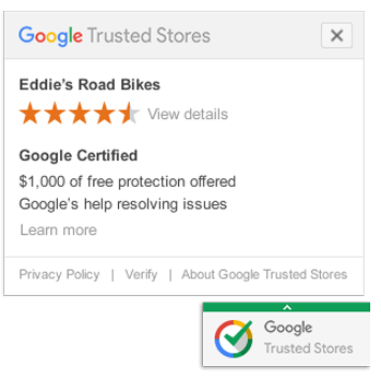 Retail marketing image showing google trusted store badge