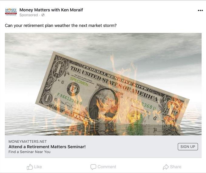 retirement ad example from Facebook