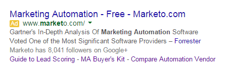 sales cycle marketo ad displaying on the serps