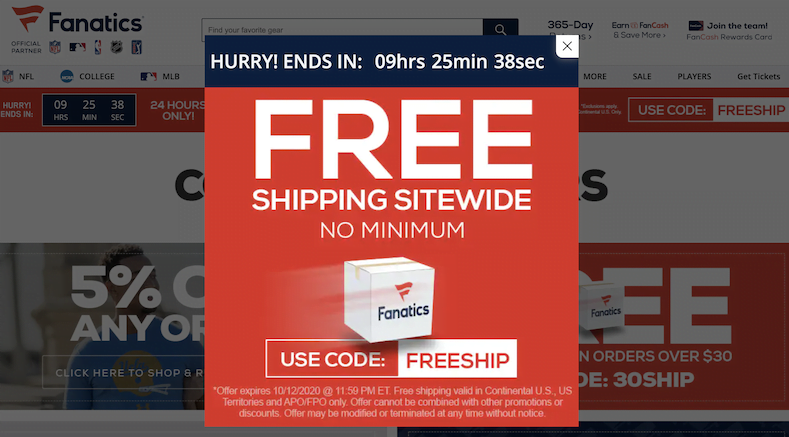 sales promotion examples free shipping