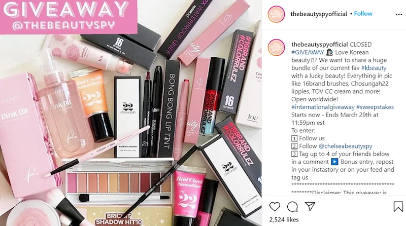 sales promotion examples giveaway instagram