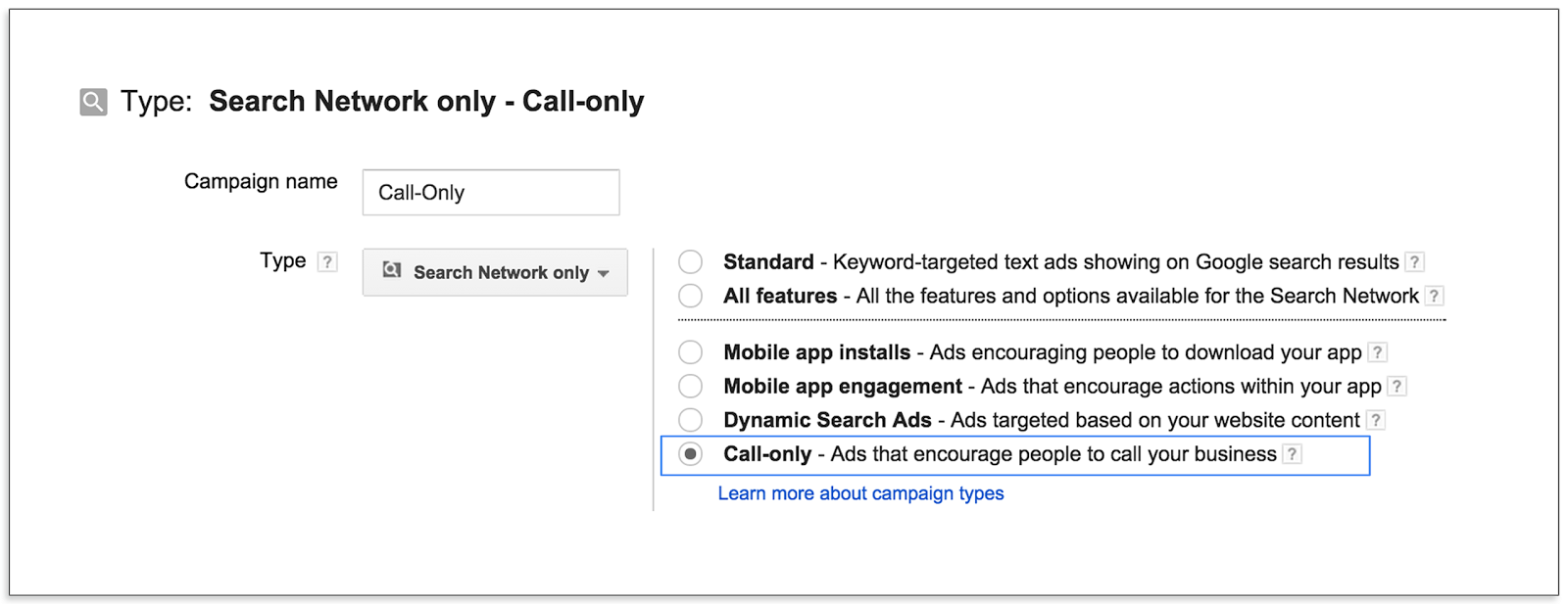 adwords call only ad creation