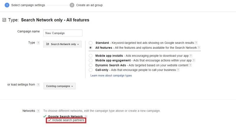 include search partners